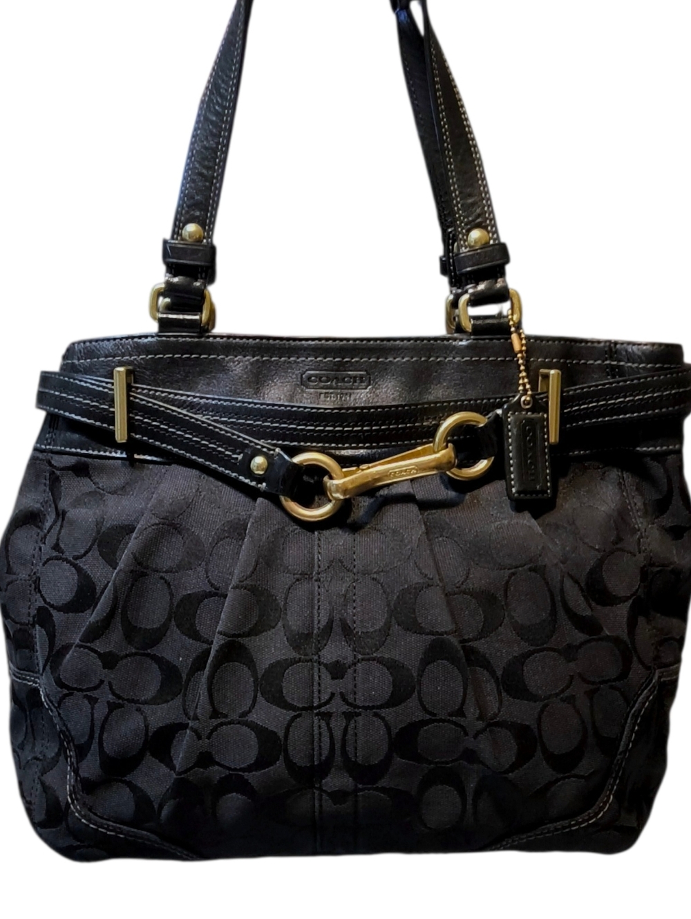 Coach Hamptons Signature Carryall Tote - Black/Gold - Style #12467